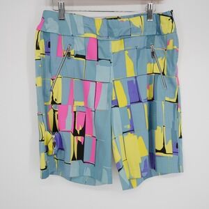 Jamie Sadock Bermuda Golf Shorts Womens M Abstract Designer Zippers Vintage 90s